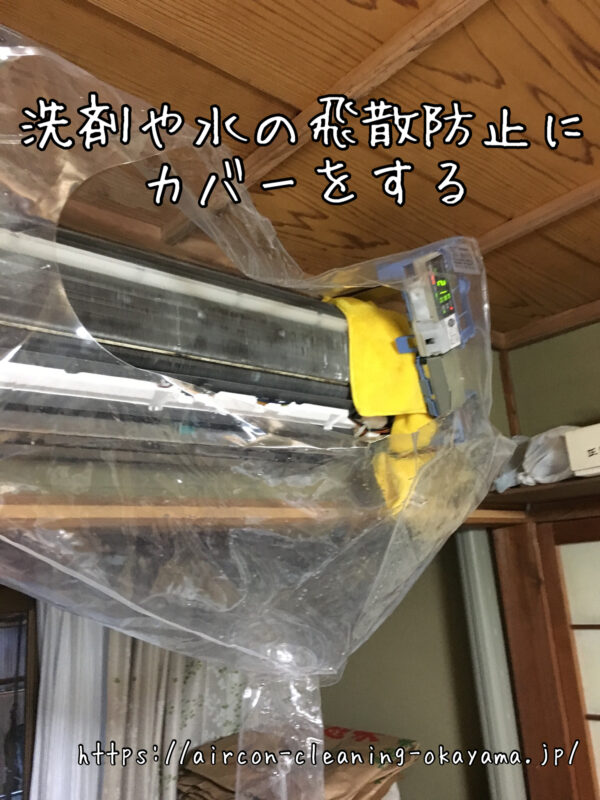 洗剤や水の飛散防止にカバーをする