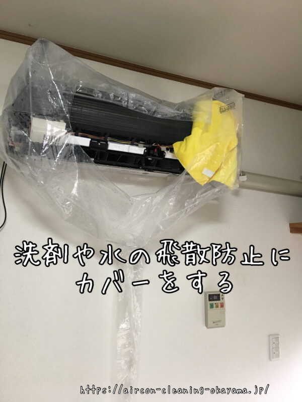 洗剤や水の飛散防止にカバーをする